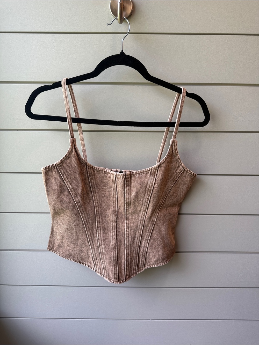 Lioness Capri Denim Taupe Corset Crop Top